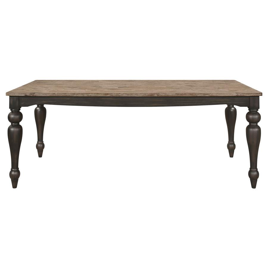 CoasterEssence Bridget Rectangular Dining Table Brown Brushed And Charcoal Sandthrough