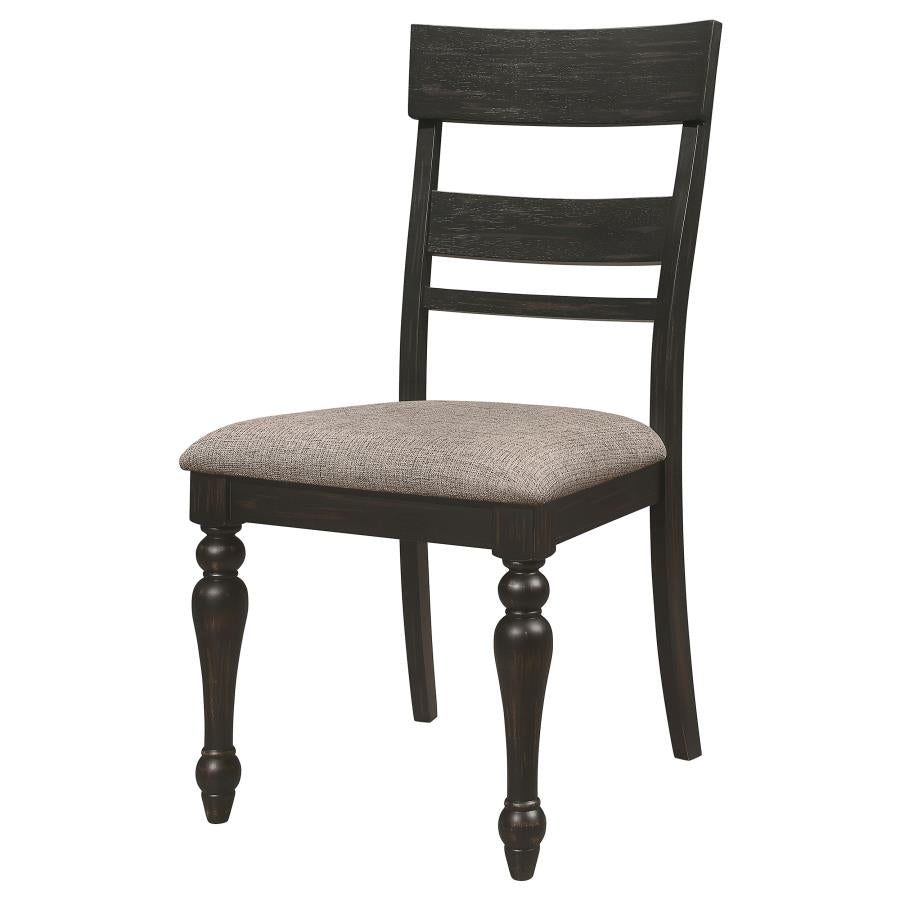 Bridget Ladder Back Dining Side Chair Stone Brown And Charcoal Sandthrough (Set Of 2)