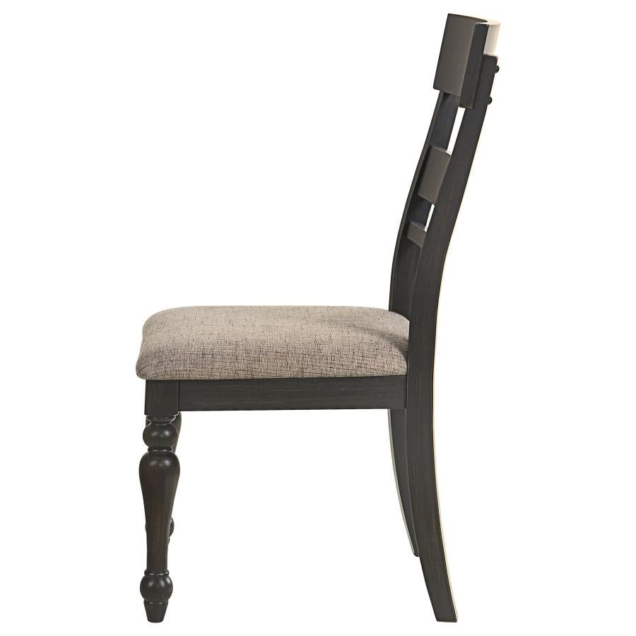 Bridget Ladder Back Dining Side Chair Stone Brown And Charcoal Sandthrough (Set Of 2)