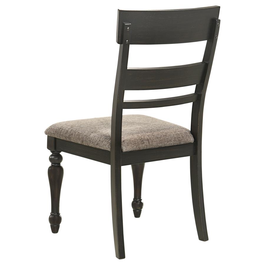 Bridget Ladder Back Dining Side Chair Stone Brown And Charcoal Sandthrough (Set Of 2)