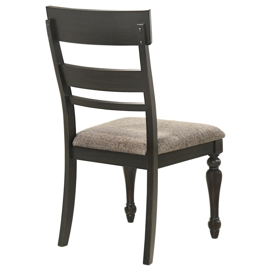 Bridget Ladder Back Dining Side Chair Stone Brown And Charcoal Sandthrough (Set Of 2)