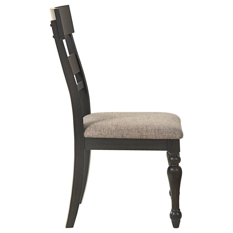 Bridget Ladder Back Dining Side Chair Stone Brown And Charcoal Sandthrough (Set Of 2)