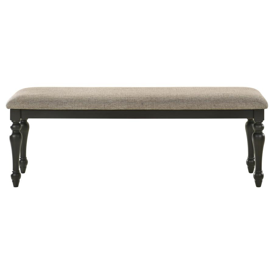 Bridget Upholstered Dining Bench Stone Brown And Charcoal Sandthrough