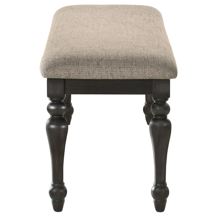 Bridget Upholstered Dining Bench Stone Brown And Charcoal Sandthrough