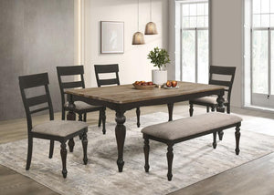 Bridget Upholstered Dining Bench Stone Brown And Charcoal Sandthrough