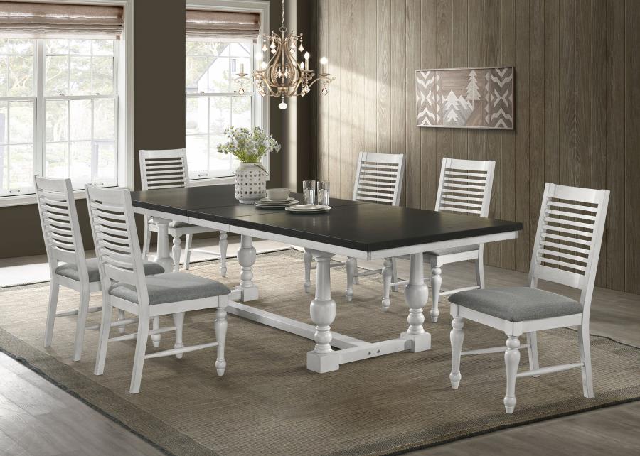 CoasterElevations Aventine Rectangular Dining Table With Extension Leaf Charcoal And Vintage Chalk