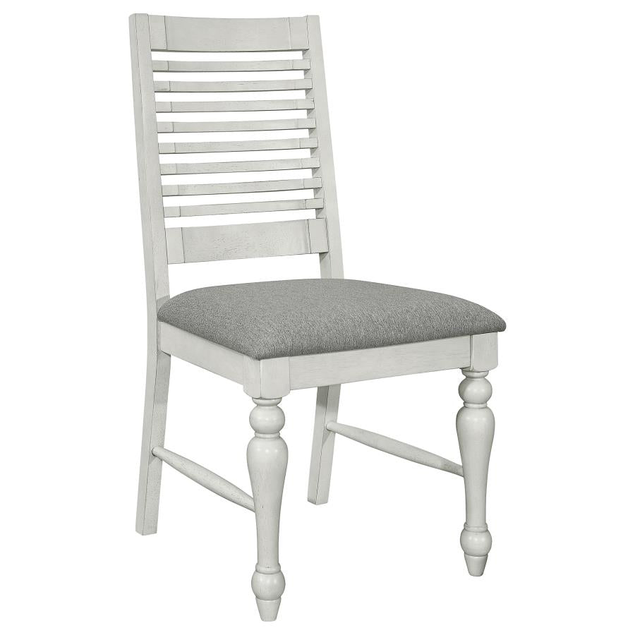 Aventine Ladder Back Dining Side Chair With Upholstered Seat Vintage Chalk And Grey (Set Of 2)