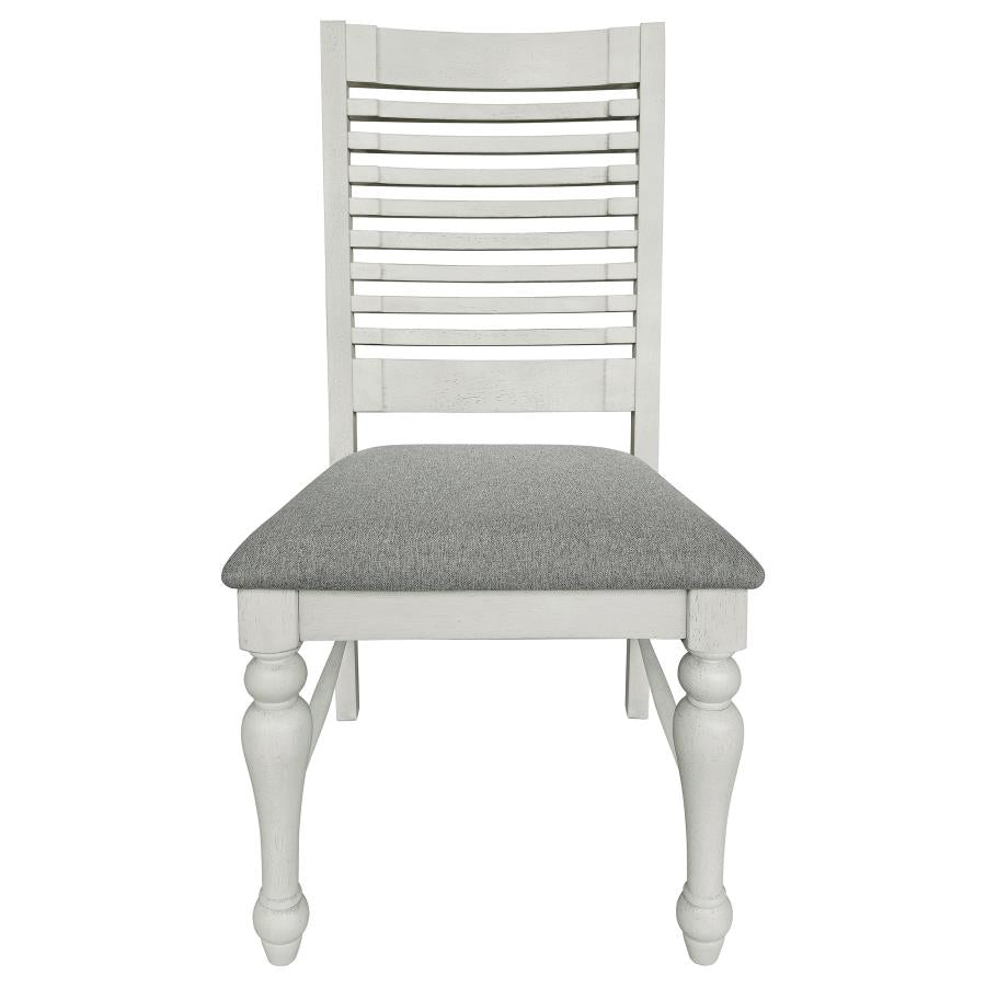 Aventine Ladder Back Dining Side Chair With Upholstered Seat Vintage Chalk And Grey (Set Of 2)