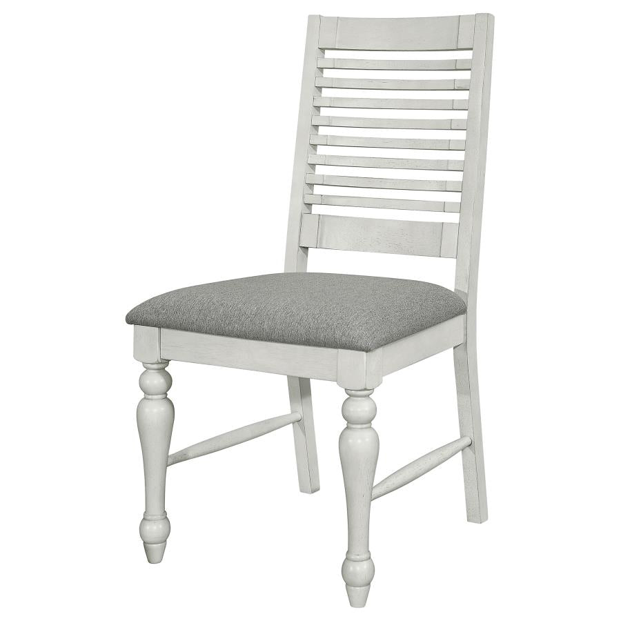 Aventine Ladder Back Dining Side Chair With Upholstered Seat Vintage Chalk And Grey (Set Of 2)