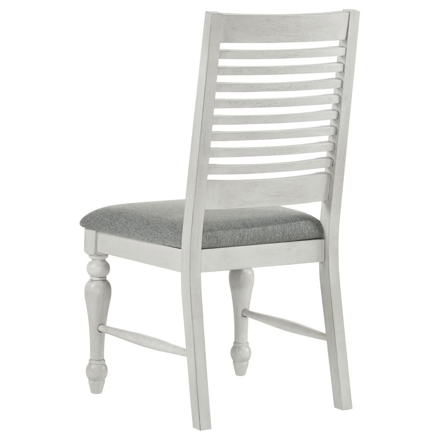 Aventine Ladder Back Dining Side Chair With Upholstered Seat Vintage Chalk And Grey (Set Of 2)