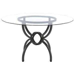 Aviano 48″ Round Glass Top Dining Table Clear And Gunmetal