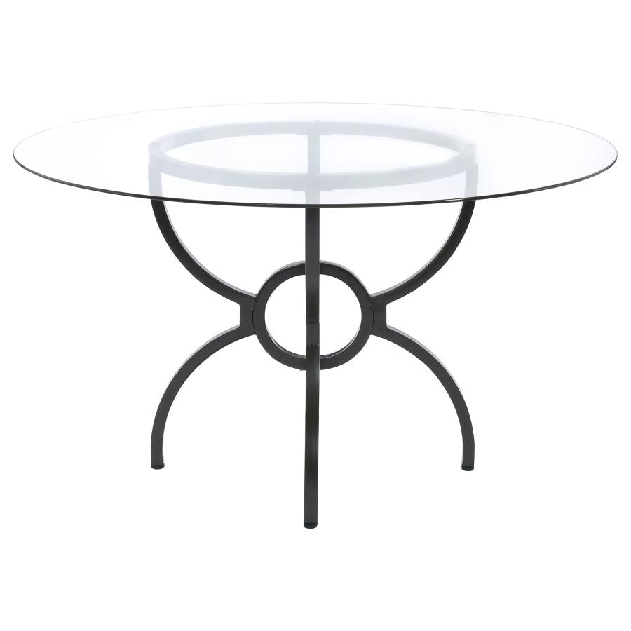 Aviano 48″ Round Glass Top Dining Table Clear And Gunmetal