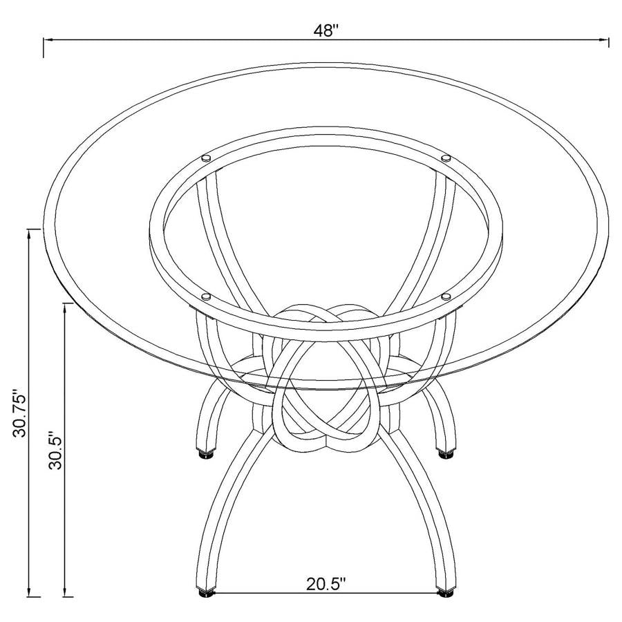 Aviano 48″ Round Glass Top Dining Table Clear And Gunmetal