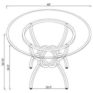 Aviano 48″ Round Glass Top Dining Table Clear And Gunmetal