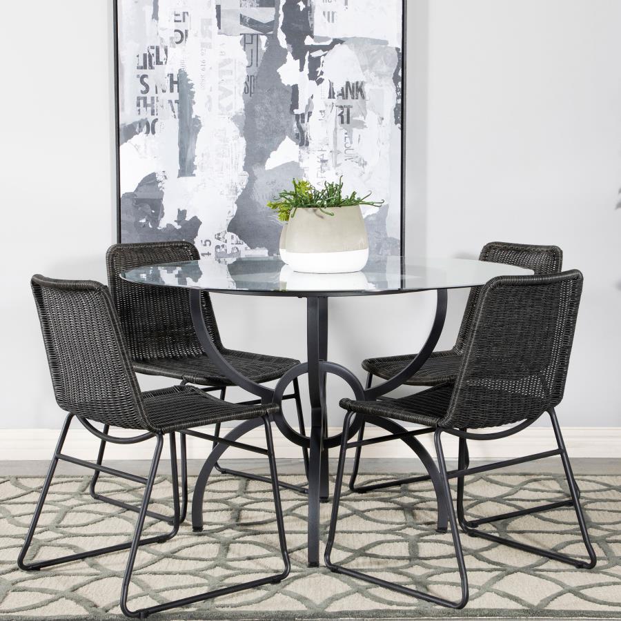 Aviano 48″ Round Glass Top Dining Table Clear And Gunmetal