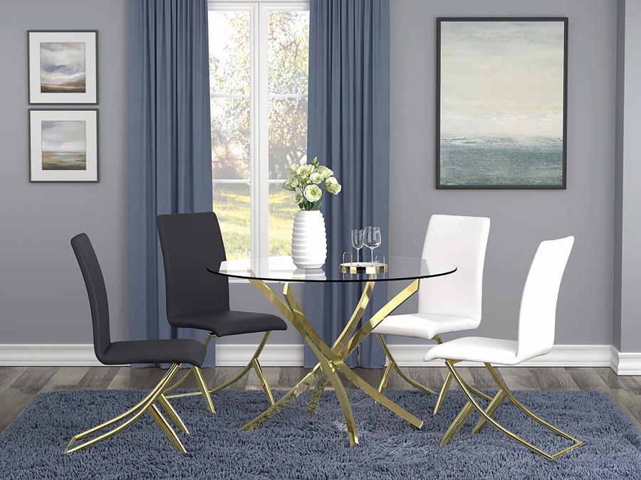 CoasterEveryday Beckham Round Dining Table Brass And Clear