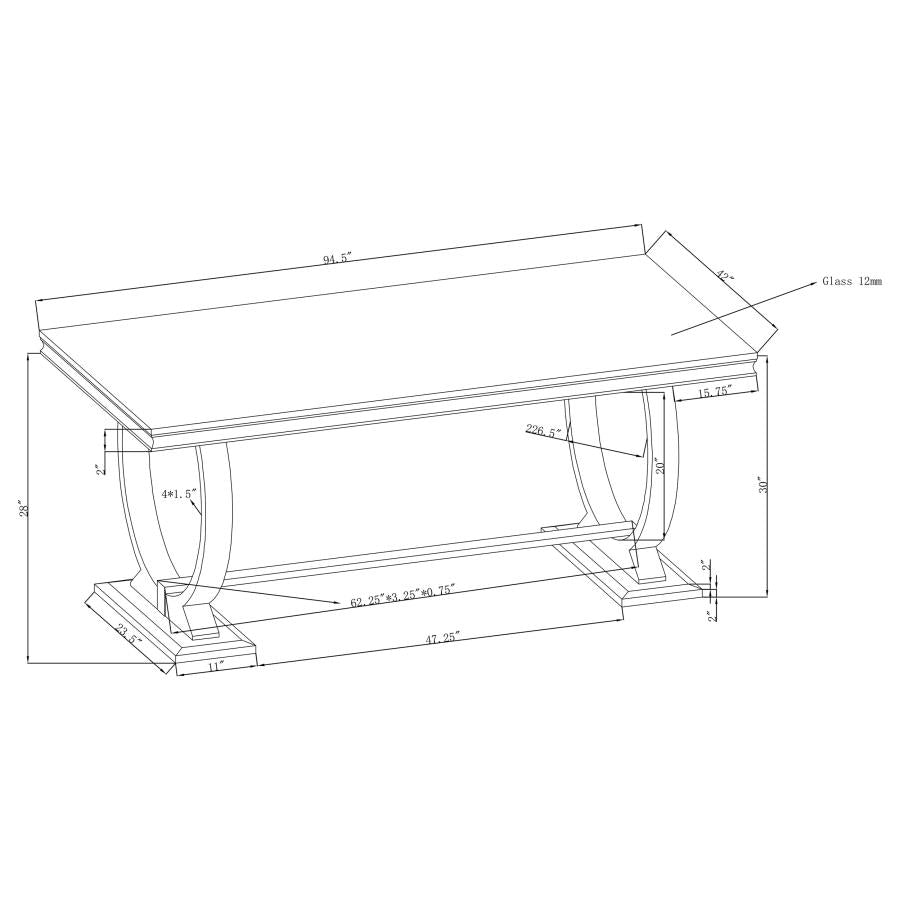 CoasterElevations Antoine Rectangle Dining Table White And Chrome