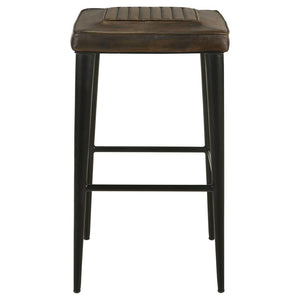 Alvaro Leather Upholstered Backless Bar Stool Antique Brown And Black (Set Of 2)