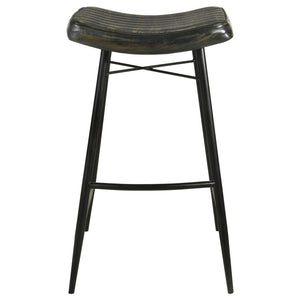 Bayu Leather Upholstered Saddle Seat Backless Bar Stool Antique Espresso And Black (Set Of 2)