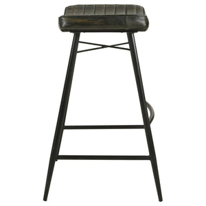 Bayu Leather Upholstered Saddle Seat Backless Bar Stool Antique Espresso And Black (Set Of 2)