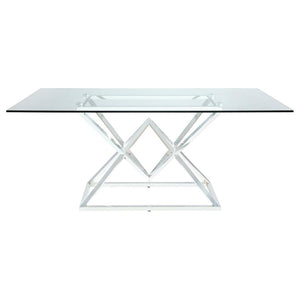 CoasterEssence Beaufort Rectangle Glass Top Dining Table Chrome