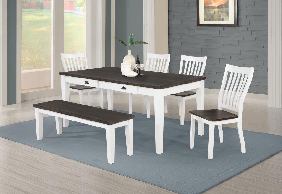 CoasterEssence Kingman 4-Drawer Dining Table Espresso And White