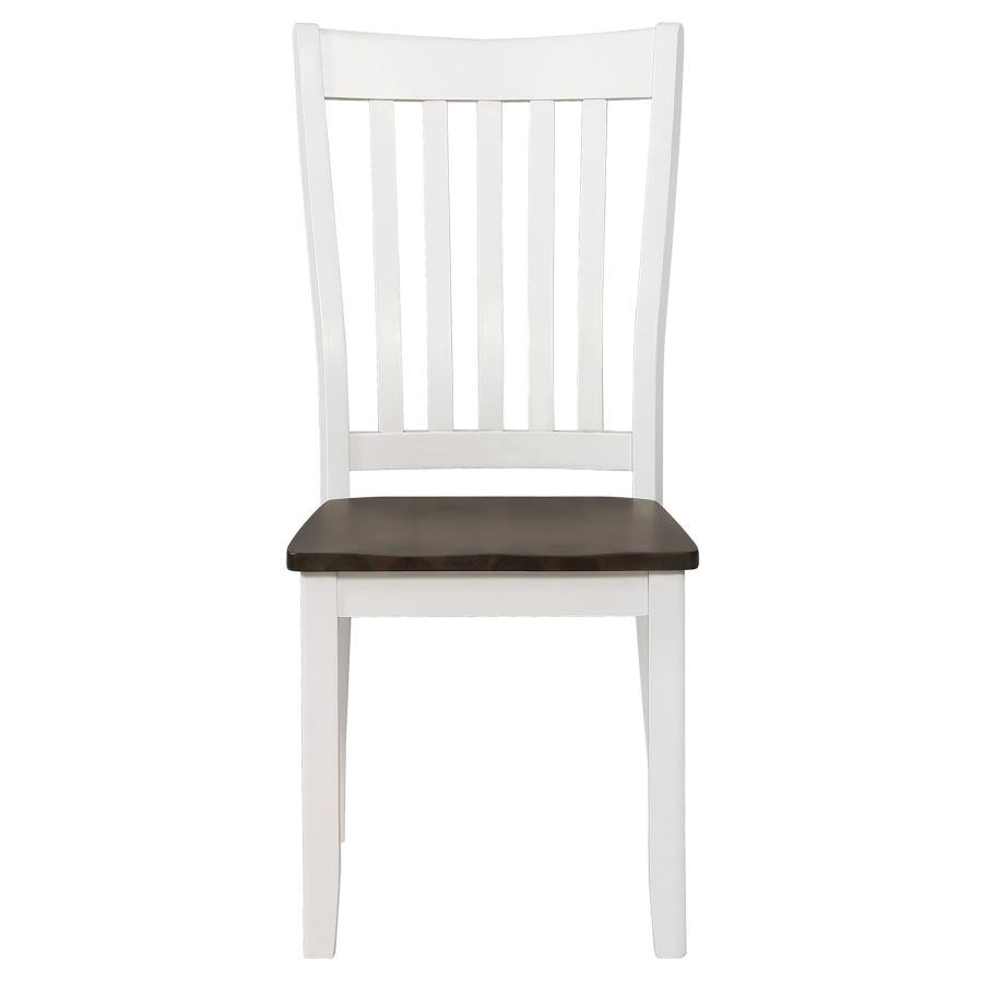 CoasterEssence Kingman Slat Back Dining Chairs Espresso And White (Set Of 2)