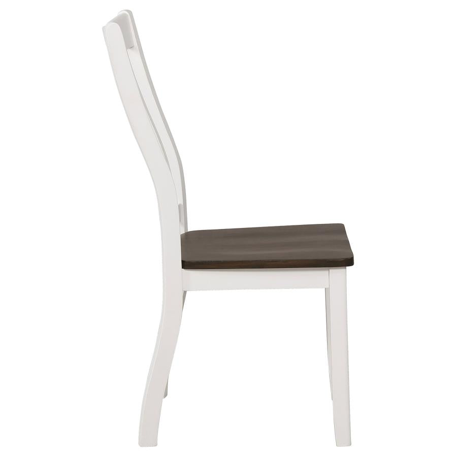 CoasterEssence Kingman Slat Back Dining Chairs Espresso And White (Set Of 2)