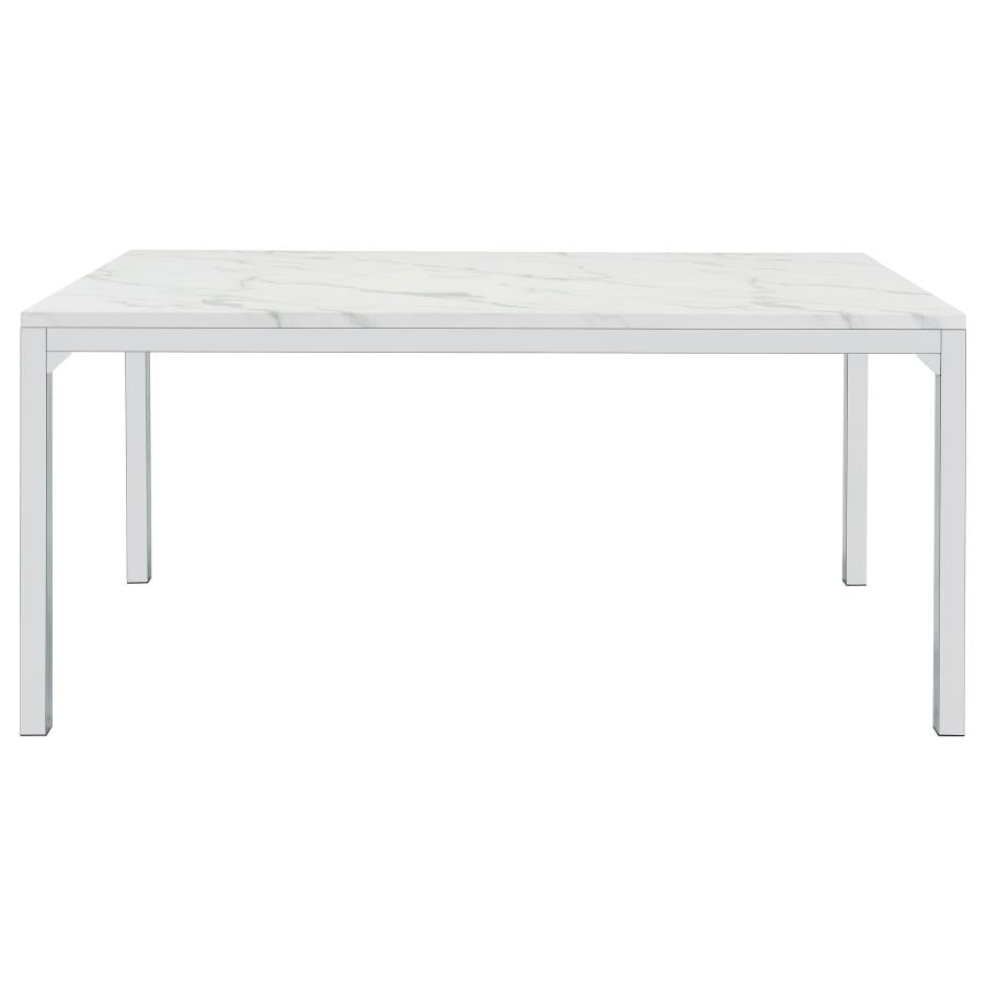 CoasterEveryday Athena Rectangle Dining Table With Marble Top Chrome