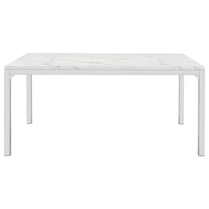 CoasterEveryday Athena Rectangle Dining Table With Marble Top Chrome