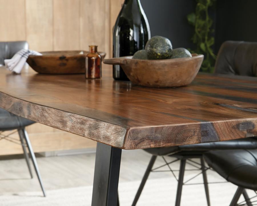 CoasterElevations Ditman Live Edge Dining Table Grey Sheesham And Black