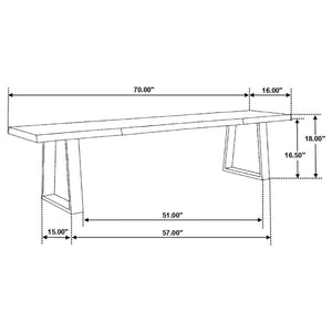 CoasterElevations Ditman Live Edge Dining Bench Grey Sheesham And Black