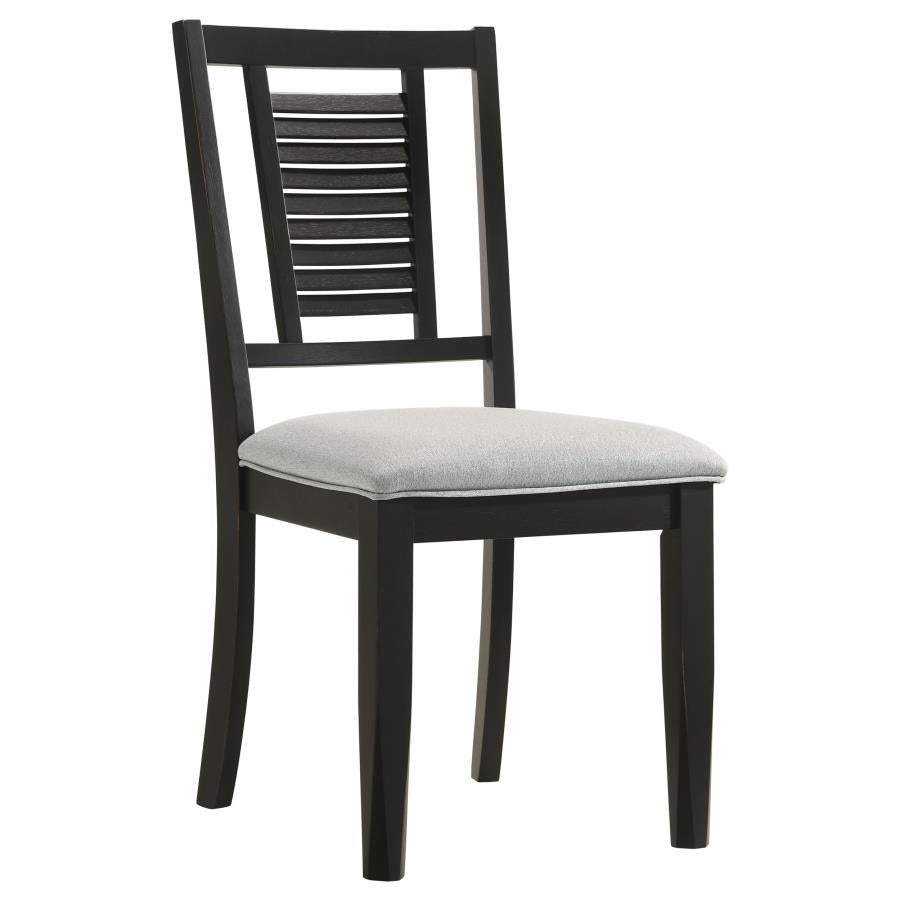 Appleton Ladder Back Dining Side Chair Black Washed And Light Grey (Set Of 2)