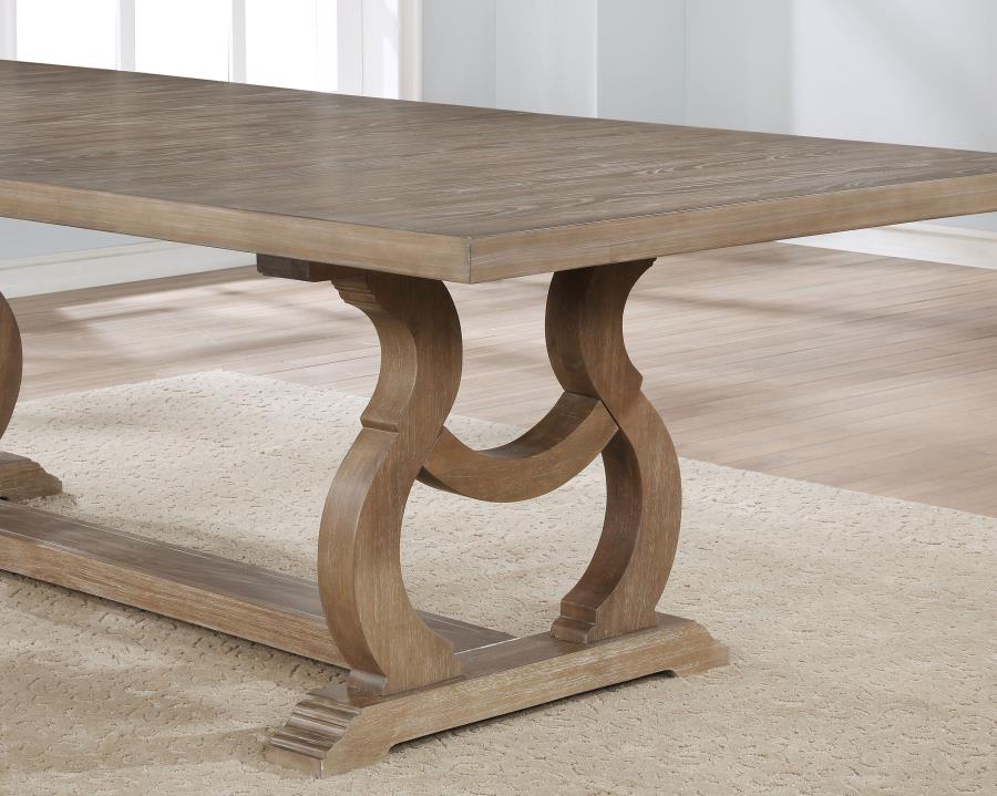 CoasterEssence Brockway Trestle Dining Table Barley Brown