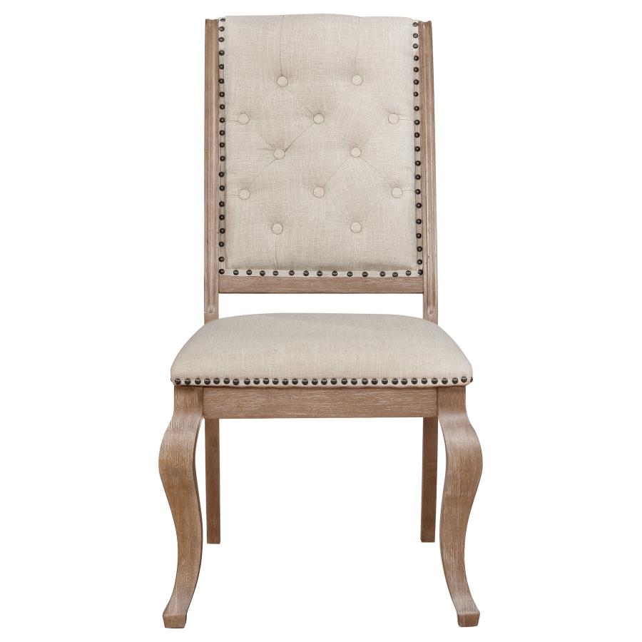 CoasterEssence Brockway Tufted Side Chairs Cream And Barley Brown (Set Of 2)