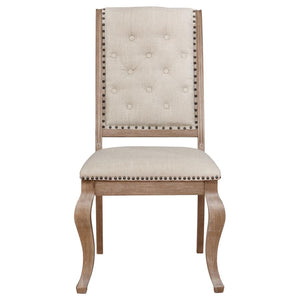 CoasterEssence Brockway Tufted Side Chairs Cream And Barley Brown (Set Of 2)