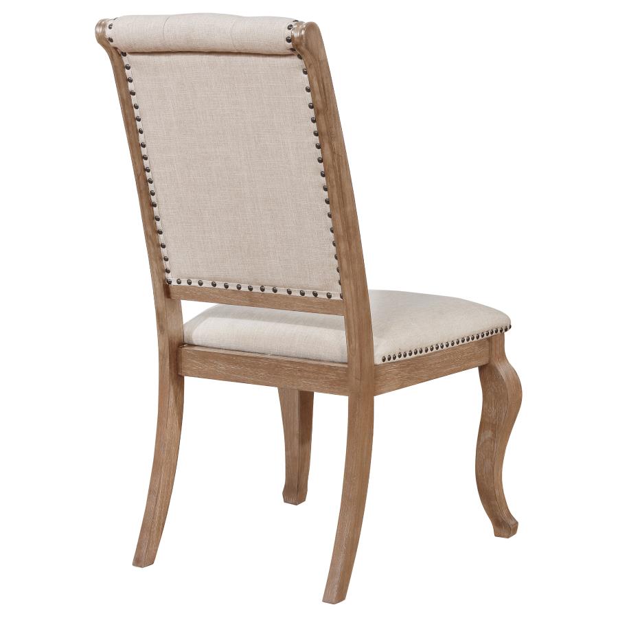 CoasterEssence Brockway Tufted Side Chairs Cream And Barley Brown (Set Of 2)