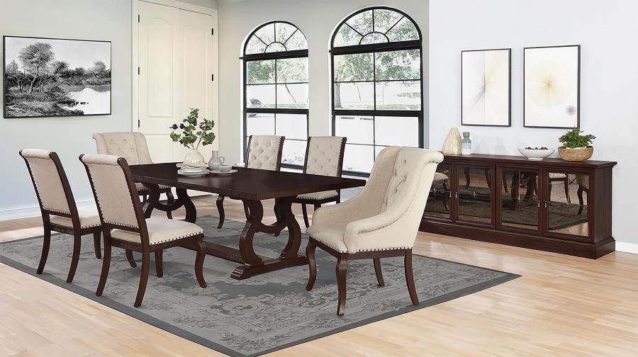 CoasterEssence Brockway Trestle Dining Table Antique Java