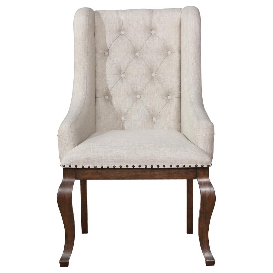 CoasterEssence Brockway Tufted Arm Chairs Cream And Antique Java (Set Of 2)