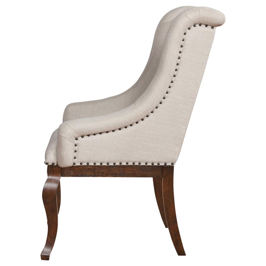 CoasterEssence Brockway Tufted Arm Chairs Cream And Antique Java (Set Of 2)