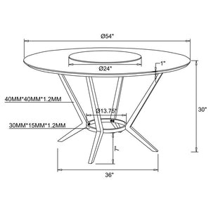 CoasterElevations Abby Round Dining Table With Lazy Susan White And Chrome