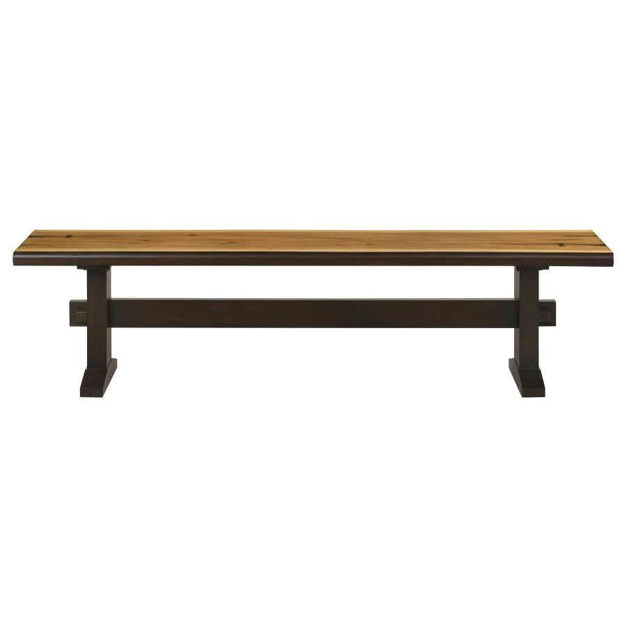 CoasterEssence Bexley Trestle Bench Natural Honey And Espresso