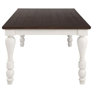 CoasterEssence Madelyn Dining Table With Extension Leaf Dark Cocoa And Coastal White