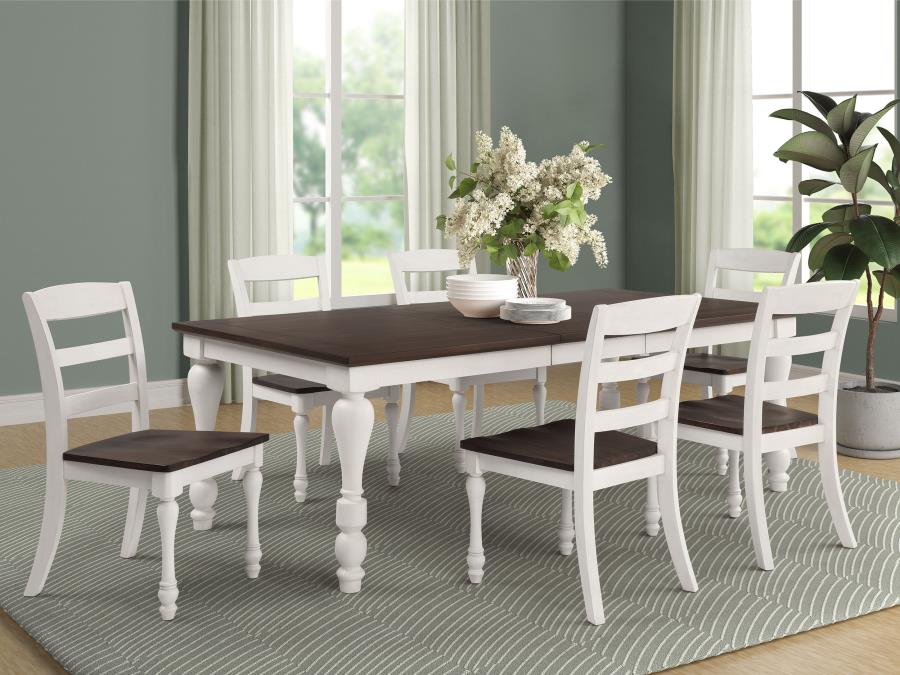 CoasterEssence Madelyn Dining Table With Extension Leaf Dark Cocoa And Coastal White