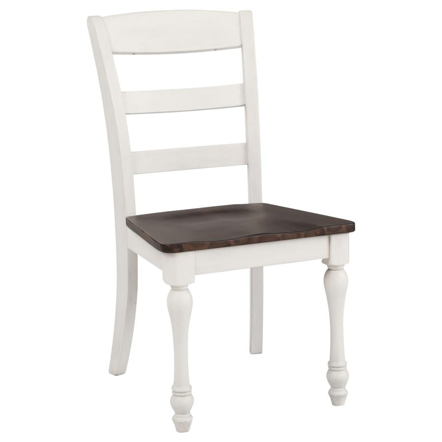 CoasterEveryday Madelyn Ladder Back Side Chairs Dark Cocoa And Coastal White (Set Of 2)