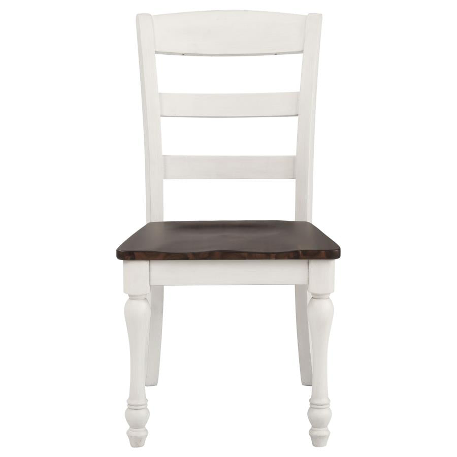 CoasterEveryday Madelyn Ladder Back Side Chairs Dark Cocoa And Coastal White (Set Of 2)