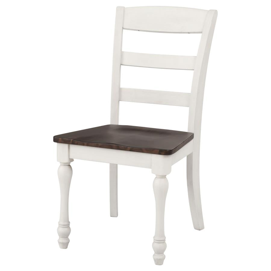 CoasterEveryday Madelyn Ladder Back Side Chairs Dark Cocoa And Coastal White (Set Of 2)