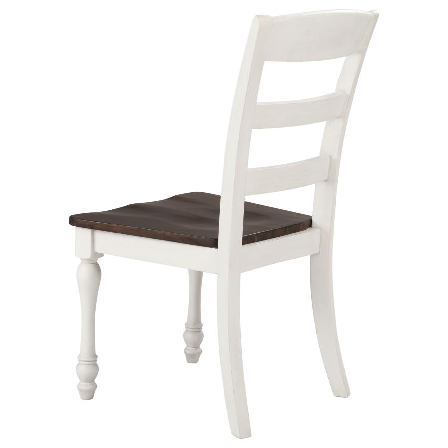 CoasterEveryday Madelyn Ladder Back Side Chairs Dark Cocoa And Coastal White (Set Of 2)