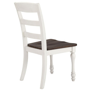 CoasterEveryday Madelyn Ladder Back Side Chairs Dark Cocoa And Coastal White (Set Of 2)