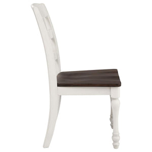 CoasterEveryday Madelyn Ladder Back Side Chairs Dark Cocoa And Coastal White (Set Of 2)